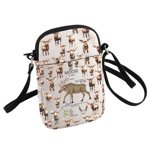 HOLLP Moose Lover Gift Moose Anatomy Crossbody Bag Hunting Moose Wildlife Life Lover Small Sling Bag