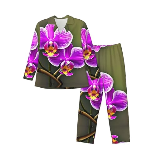 Pyjama à boutons pour homme à motif orchidée chic et élégant