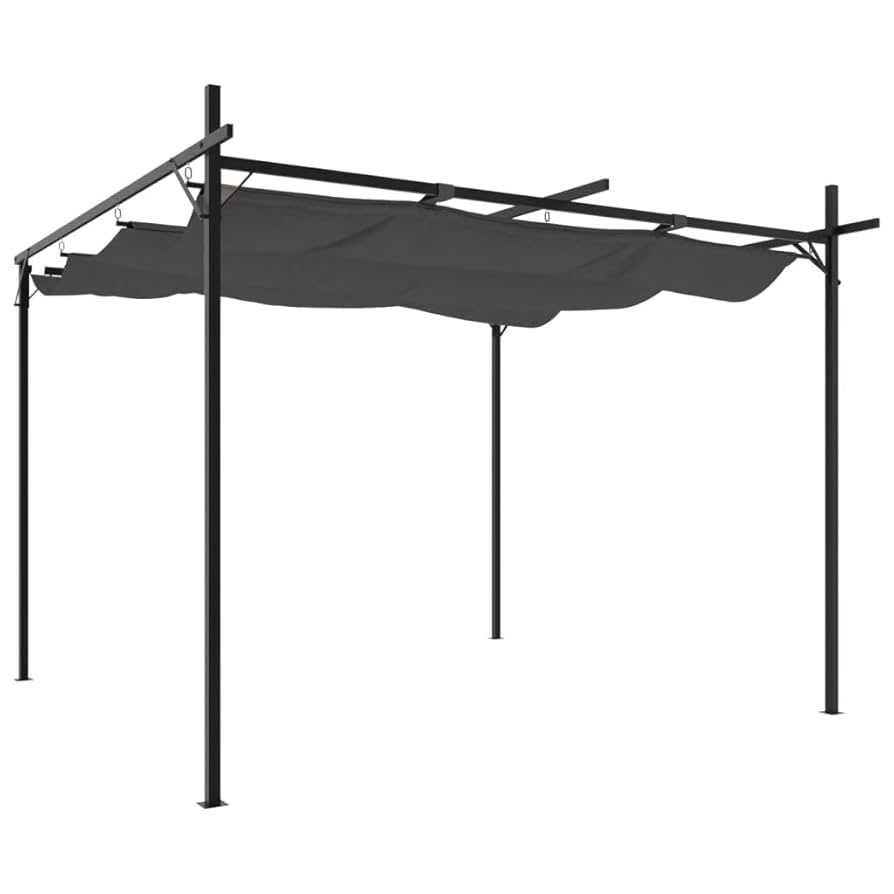 vidaXL Outdoor Pergola with Retractable Roof in Anthracite