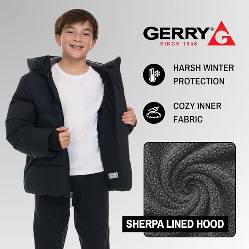 Gerry Heavyweight Puffer Jacket Boys with Hood – Sherpa Lined Big Boys Winter Coat, Warm Insulated Outerwear, Sizes 4-184