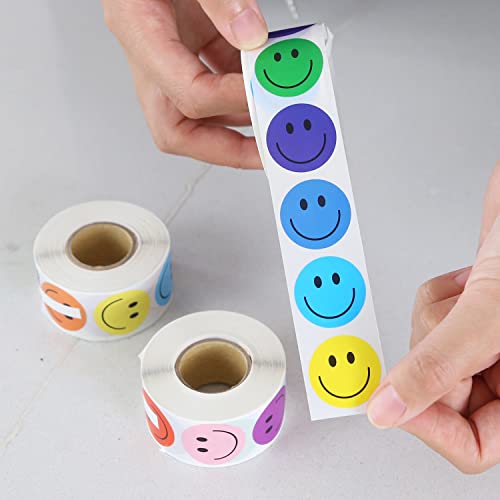 1500 Pieces Smiley Face Stickers Colorful Circle Dots Paper Labels Reward Incentive Motivational Stickers Teachers Stickers For Kids Student 1 Inch (9 Colors) #TOP6