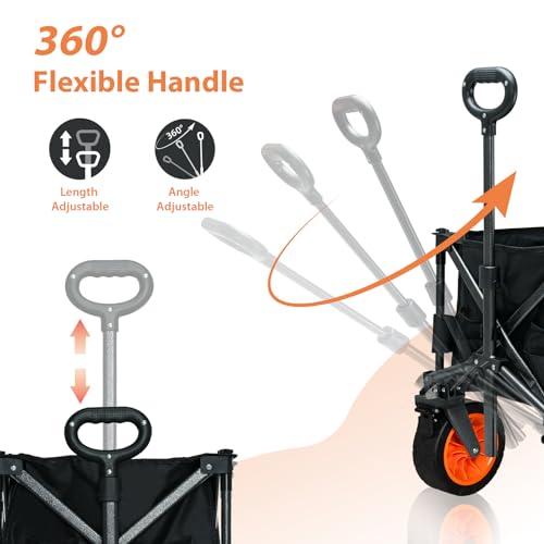 NGTeco Bollerwagen Faltbar Handwagen, 275lbs Weight Capacity Collapsible Folding Wagon Cart with Brake, Beach Wheels, Heavy Duty Foldable Outdoor Utility Garden Cart – Bild 5