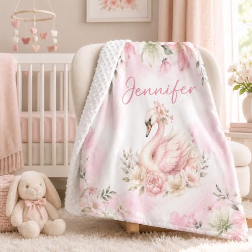 Image of Personalized Baby Blanket for Girls, Custom Nursery Blanket with Name, 30 x 40 Inch Soft Minky Blanket for Baby Toddlers, Newborn Print 08