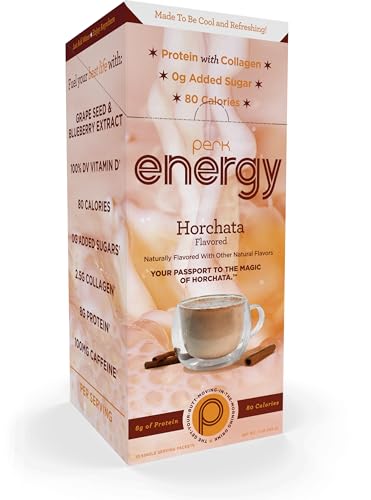 Perk Energy Original Horchata Flavored Drink Powder (10 Servings Stickpack) - Gluten-Free, Peanut-Free, Soy-Free