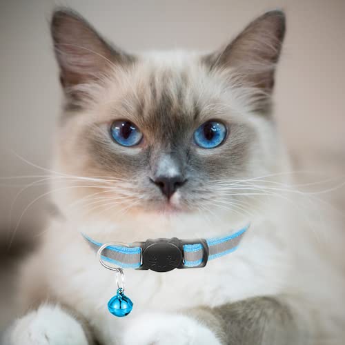 Hepplly 6-Pack Cat Collars Quick Release Reflective Kitten Collar with Bell (Light Blue) - Image 2