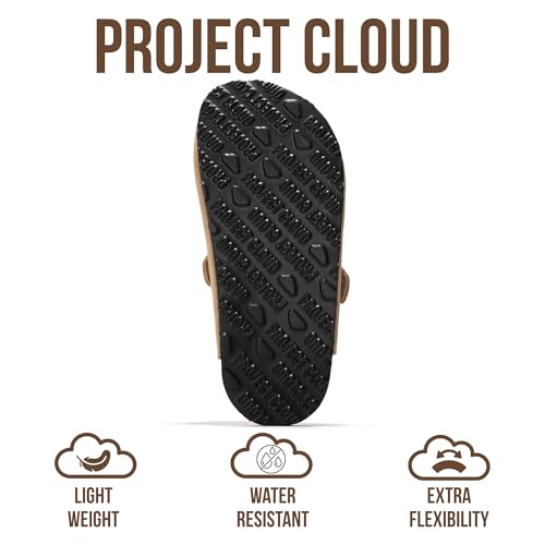 Image of Project Cloud Kids Clogs 100% Genuine Leather with Natural Cork Footbed & Memory Foam Insole Arch Support - Non-Slip Clogs for Kids - Slippers Sandals for Boys & Girls Footwear