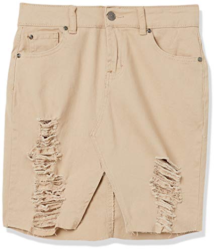 Women's Denim Skirt for Juniors Ripped Distressed Fringe Hem Cute and Sexy