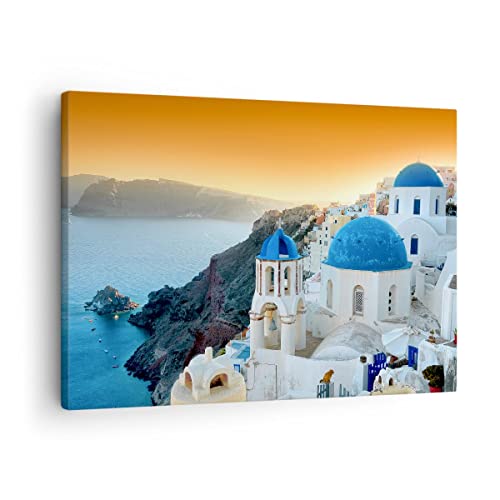 Santorini Greece Holidays Island Decorative Canvas Picture on Can...