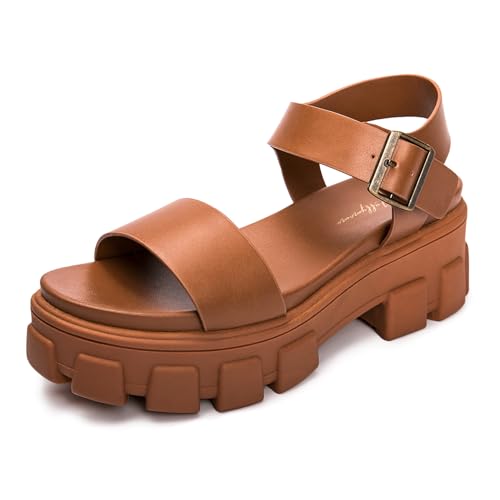 Image of Luffymomo Women's Platform Wedge Sandals | Chunky Heels Ankle Strap Shoes Open Toe Summer Adjustable Sandals, Lug Sole