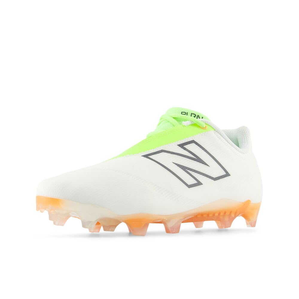New Balance Unisex-Adult Burnx4 Lacrosse Shoe, White/Green/Orange, 8 Wide Women/6.5 Men