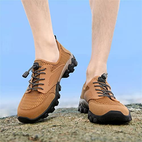 Jakcuz Mens Hiking Shoes Slip On Comfortable Outdoor Water Shoes Lightweight Athletic Trekking Sneakers Brown Size 6 #TOP5
