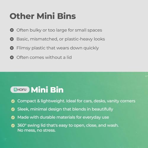 Image of HOFU Mini Dustbin with 360 Swing Lid | For Study Table, Dressing Table, Work Desk, Bedroom, Bathroom and Office | Sleek Design and 1.5L Dustbin | White