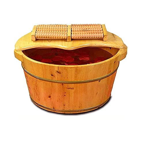 Masajeador de pies de madera con tapa y diseño térmico