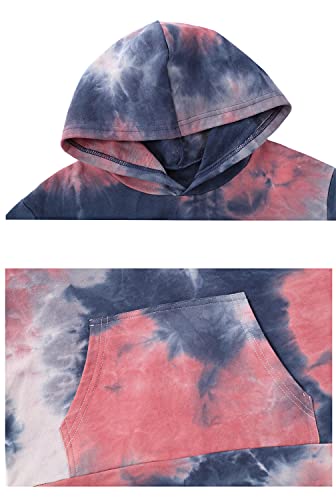 Image of Deeorla Little Boys Girls Cotton Tie Dye Hoodies Long Sleeve Pullover Sweatshirts for Big Kids 5-15Years