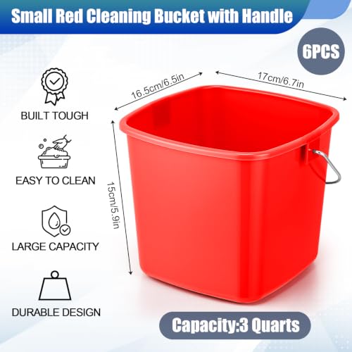 Image of Zhehao 6 Pcs 3 Quart Small Sanitizer Cleaning Bucket, Red,Dark Blue,Gray