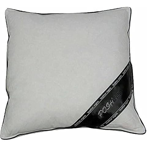 POSHLIVING 16” x 16" Duck Feather Cushion Pads, Inners, Inserts, Fillers, Cushions Super Soft White 100% Cotton Down Proof Cover (16” x 16" | 40cm x 40 cm) Cover