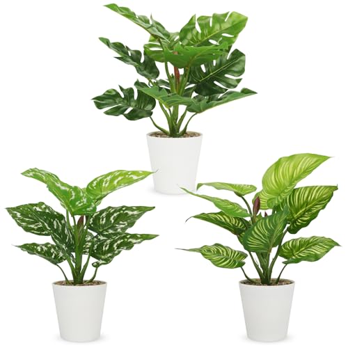HNCSDD 11.8 Inch 3 Pcs Small Fake Plants Artificial Potted