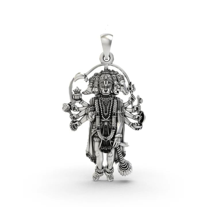 Panchmukhi Hanuman Locket | Spiritual Religious Pendant with Chain | Divine Bajrangbali Hanuman Ji Kavach for Protection, Strength, Positive Energy & Devotional Wear Unisex