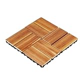 Azulejos de madera dura entrelazados, madera de pino alcanfor, 36 piezas, 30 x 30 cm para suelos de patio