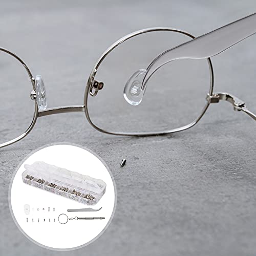 EXCEART Kit de Reparação De Vidro Do Olho Do Aço Inoxidável Parafusos Óculos Almofadas Nariz Micro C