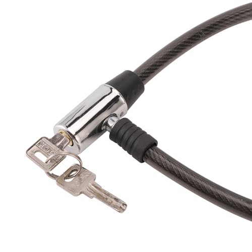 قفل دراجة شديد التحمل مع كيبل من لوازم تصميم آمن برأس حديدي مضاد للسرقة مقاس 12 × 65 سم - حل أمان متعدد الاستخدامات للدراجات النارية | كيبل أمان لحامل قفل الدراجة، معدات ركوب الدراجات في الهواء الطلق