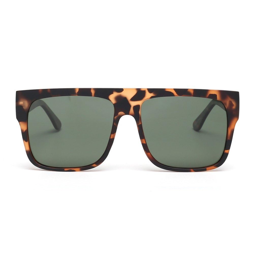 Gafas de sol cuadradas polarizadas grandes con montura de acetato para hombre y mujer, parte superior plana, UV400