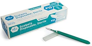 Medpride Disposable Scalpel Blades| Sharp, Tempered Stainless-Steel Blades | Pack of 10 Sterile Scalpel Knives| Plastic Handle| Individual Pouches| for Dermaplaining, Podiatry, Crafts & More (#10)