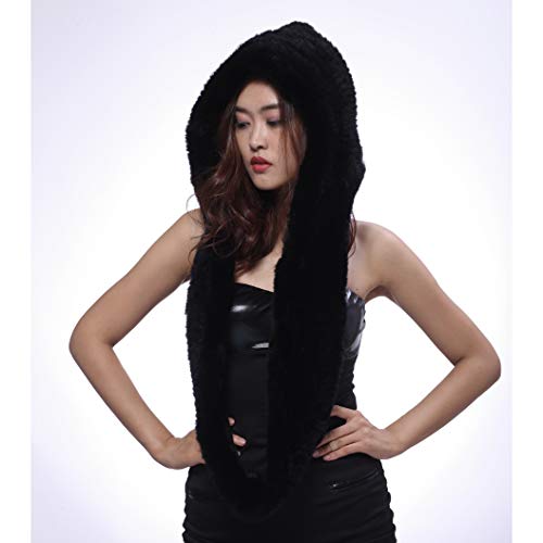 Bufanda de conejo Rex caliente para cuello y gorro térmico integrado 5