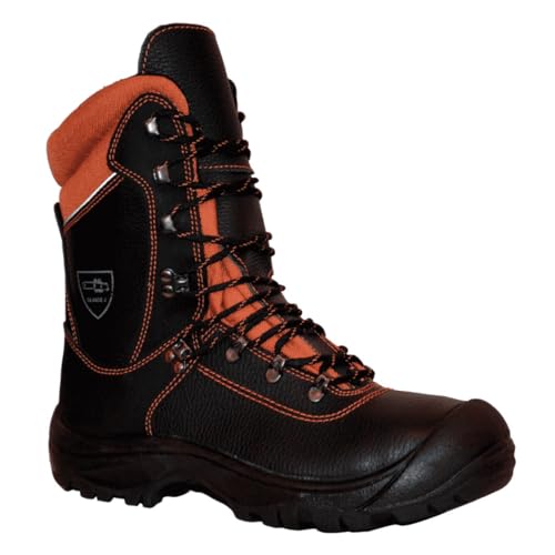 Treehog TH11 Extreme Class 2 Chainsaw Boot, EN ISO 17249, Chainsaw Cut Protection (Black/Orange, 9, UK Footwear Size System, Adult, Men, Numeric, Medium, 9)