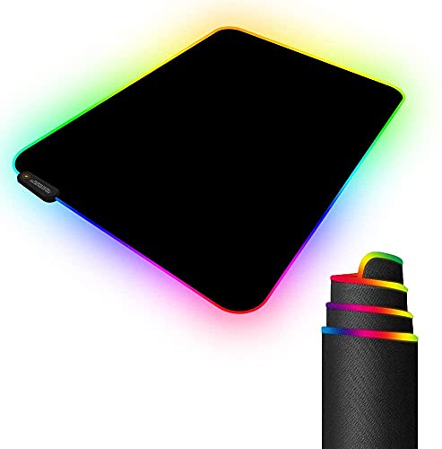 RGB Gaming Mauspad-Mousepad mit 10 LED Beleuchtungs Modi Mouse Pad Computertastatur Maus Pad mit Langlebig, rutschfest, Wasserdicht, für Spiele, Computer(350 mm x 250 mm x 3 mm), Schwarz Cover