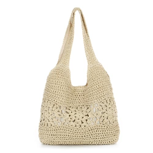 Freiesoldaten Bolso Tote de Paja para Mujer Grande Verano Playa Tejido Bolso Bandolera para Viajes Vacaciones