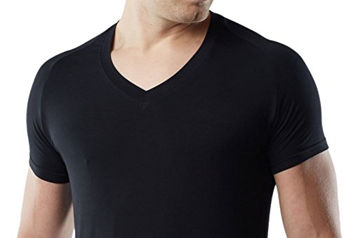 Mr. Davis Men's Bamboo Viscose Traditional Cut V Neck Undershirt - Stylish V Neck Men's Undershirts With Stretch Fabric For A, Xl, Black Bamboo Viscose #TOP2