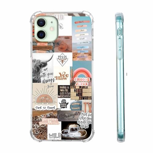 AOSSXIN Jesus and Cowboy Case for iPhone 12,Christian Quotes and Western Wild Collage,Trendy TPU Bumper Case for iPhone 12 - image 1