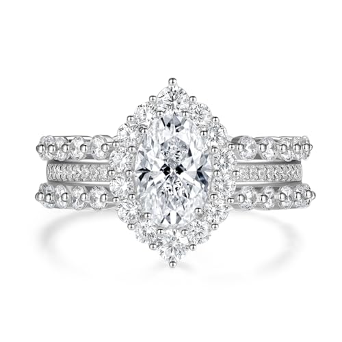 3 Ct Oval Cut Wedding Ring Floral Halo Engagement Ring for Women AAAAA CZ 925 Sterling Silver Size 5-10