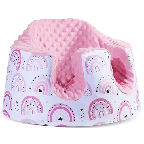 Image of BOMOLOUR Seat Cover Compatible with Bumbo and Nuby Seat, Removable Breathable Baby Floor Seat Cover for Boys and Girls, Seat Not Included (Pink Rainbow)