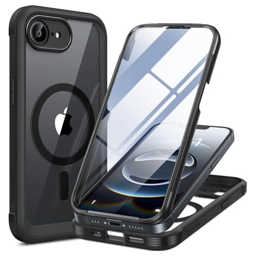 miracase for iPhone 17e Case & iPhone 16e Case, Full-Body Phone with Built-in Glass Screen Protector, [Magnetic with MagSafe] Military Drop Proof 17 E/ 16 E Cover Bumper 6.1 inch, Black