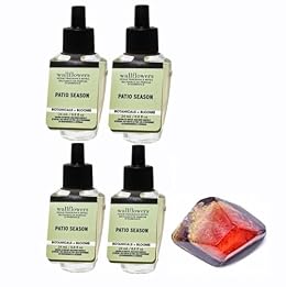 Patio Season - White Barn - Bath/Body Work - 4 Pack Wallflowers Home Fragrance Refills 0.8 fl oz / 24 mL and Stone Soap Natural (Packaging May Vary)