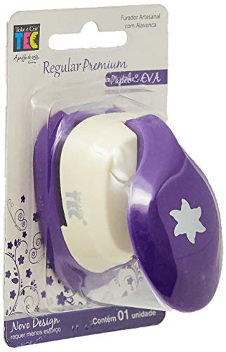 Furador Regular Alavanca EVA Flor BP, Toke e Crie FRA029, Roxo/Off White