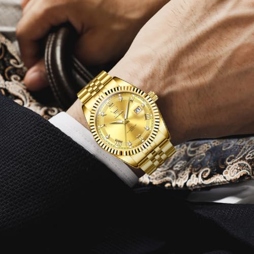 Image of OLEVS Watch for Men Stainless Steel Quartz Business Dress Diamond Large Dial Waterproof Mens Watches with Date Wrist Watch