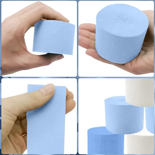 Image of Dusty Blue Crepe Paper Streamers 6 Crepe Paper Rolls 492ft, DIY Craft Supplies for Boys Birthday Baby Shower, Bridal Party Decorations, 1.77 Inch x 82 Ft /Roll