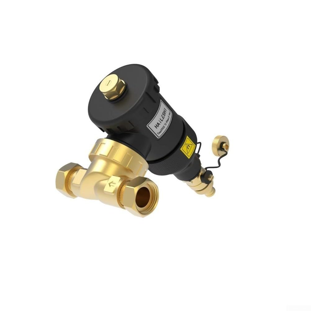 Separador de lodos magnético para calefacción por suelo radiante DN20 DN25 DN32, filtro de calefacción de 1 pulgada con red de acero inoxidable y válvula de drenaje, color negro (DN25)
