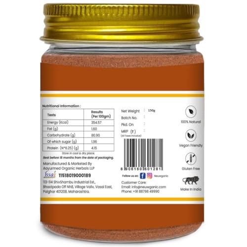 Image of Neuwganic Ceylon Cinnamon Powder | Organic Dalchini Powder | Pure Ceylon Cinnamon for Tea, Detox & Weight Loss | Fine Aromatic Cinnamon in Bottle Jar | 150gm