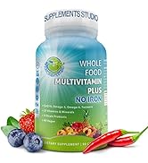 Supplements Studio Daily Vegan Whole Food Multivitamin Plus for Men & Women, No Iron, Organic Fru...