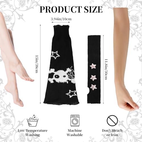 Image of Star Arm Warmers Print Two Side Wear Leg Warmers Set Y2k Girls Japanese Kawaii Harajuku Accessory