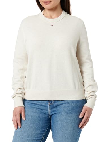Tommy Jeans Donna Pullover Essential Crew in Cotone, Beige (Oatmeal Htr), XXL