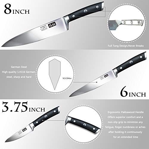 SHAN ZU Köksknivsats 3-delar - Kockkniv 200mm, 153mm & 95mm