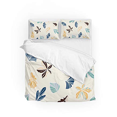 Housse de couette et taies d'oreiller feuilles pour chambre double