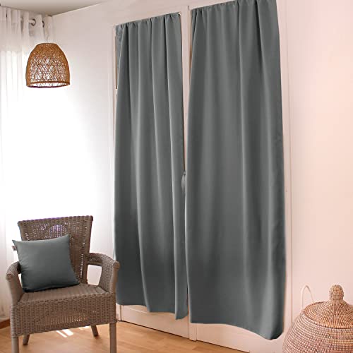 ED ENJOY HOME Rideau de Porte Occultants Basic – Finition Passe Tringle – 100% Polyester – Tissu Certifié Oeko-TEX – 90x120cm - Gris Clair
