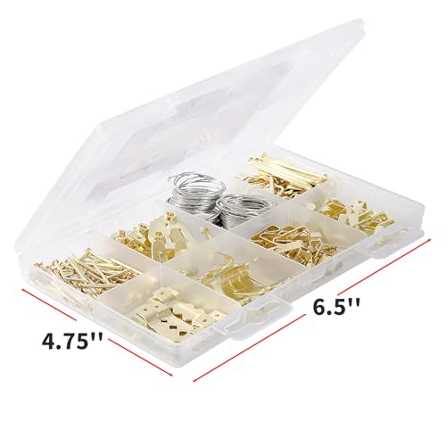 Image of 245 PCS Picture Hanging Kit, Picture Hangers Assorted Kit with Heavy Duty Wall Hooks, Sawtooth, Picture Wire, D Rings, Hardware Nails, Eye Hooks and Picture Hanging Tool for Frame Canvas Mounting