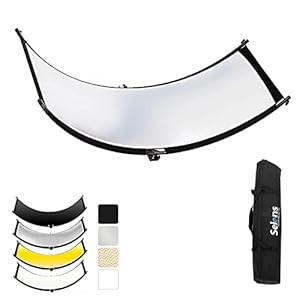 Selens Curved Reflector Clamshell Light Reflector/Diffuser, 24×70 inches Photography Lighting Reflector for Photo Video Studio Shooting with Black/Silver/White/Gold Reflectors,Carry Bag